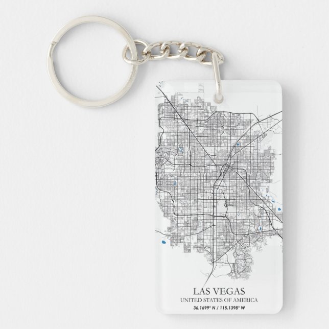 Las Vegas Nevada USA Cities Travel City Map Keychain (Front)