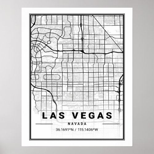 Las Vegas Nevada USA Travel City Map Poster