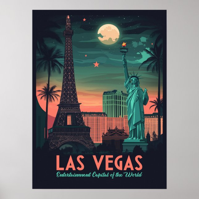 Las Vegas Nevada - Vintage Cityscape Poster (Front)