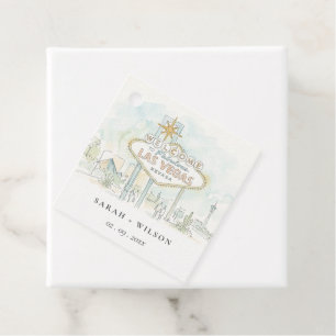 Las Vegas Nevada Watercolor Landscape Wedding Favor Tags