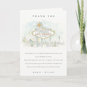 Las Vegas Nevada Watercolor Landscape Wedding Letterpress Thank You Card