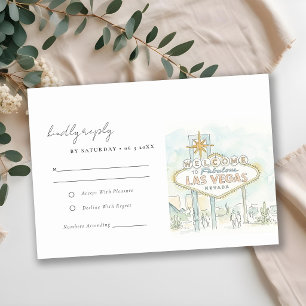 Las Vegas Nevada Watercolor Landscape Wedding RSVP Card