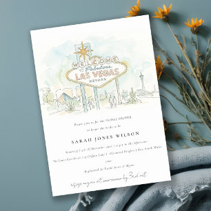 Las Vegas Nevada Watercolor Scape Bridal Shower Invitation