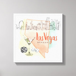 Las Vegas, Nevada Watercolor Sketch Image Canvas Print