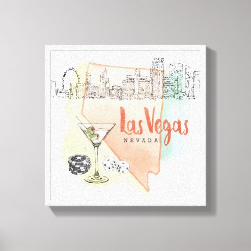 Las Vegas Nevada  Watercolor Sketch Image Canvas Print