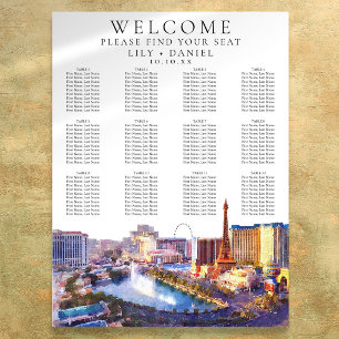 Las Vegas Nevada Watercolor Wedding Seating Chart