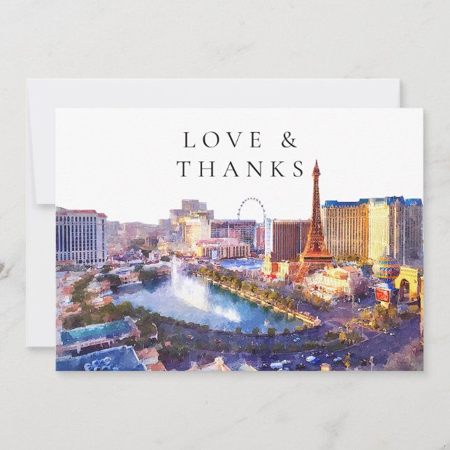 Las Vegas Nevada Wedding Photo Thank You Card (Front)
