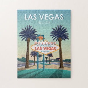 Las Vegas Nevada Welcome Sign Vintage Travel Jigsaw Puzzle