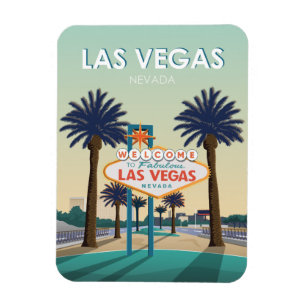 Las Vegas Nevada Welcome Sign Vintage Travel Magnet