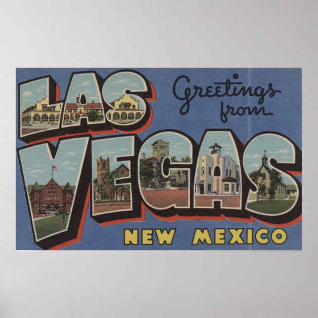 Las Vegas, New Mexico - Large Letter Scenes 2 Poster (Front)