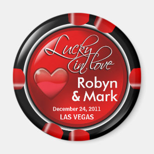 Las Vegas Newlyweds Casino Chip Magnet Favor