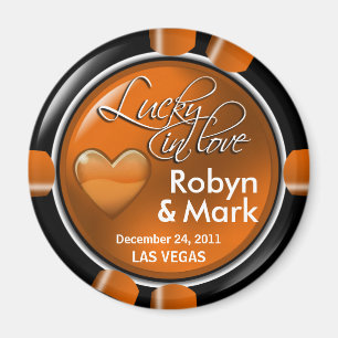 Las Vegas Newlyweds Casino Chip Magnet Favor