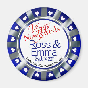 Las Vegas Newlyweds Casino Chip Magnet Favor