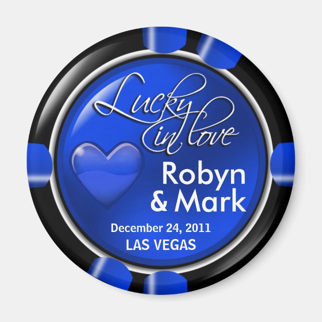 Las Vegas Newlyweds Casino Chip Magnet Favor (Front)