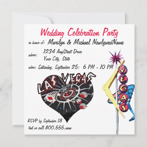 Las Vegas Newlyweds Reception Invitation