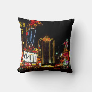 Las Vegas Night Time Neon Lights Casinos Sign Throw Pillow