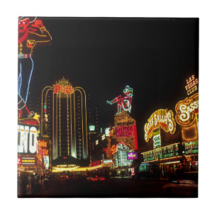 Las Vegas Night Time Neon Lights Casinos Sign Tile
