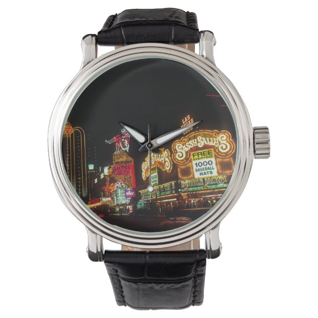 Las Vegas Night Time Neon Lights Casinos Sign Watch (Front)