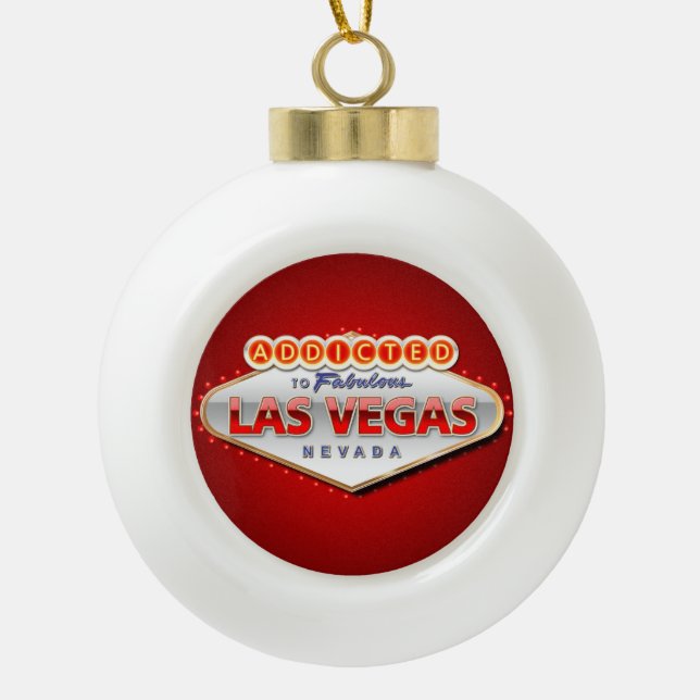 Las Vegas, NV Funny Welcome Sign Ceramic Ball Christmas Ornament (Front)