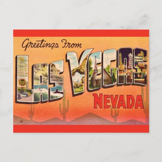Las Vegas NV Retro Greeting Postcard (Front)