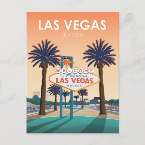 Las Vegas NV Welcome Sign at Vintage Save the Date Postcard