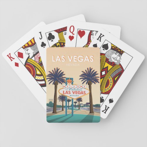 Las Vegas NV Welcome Sign Sunset Vintage Travel Playing Cards