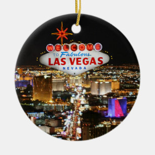 Las Vegas Christmas Hanging Ornaments Las Vegas Lover Round Christmas  Ornament 3.2 Inch with Gold String Two Side Printed Abstract Christmas  Decor