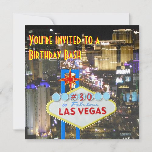Las Vegas Party 30th Birthday Custom Announcements