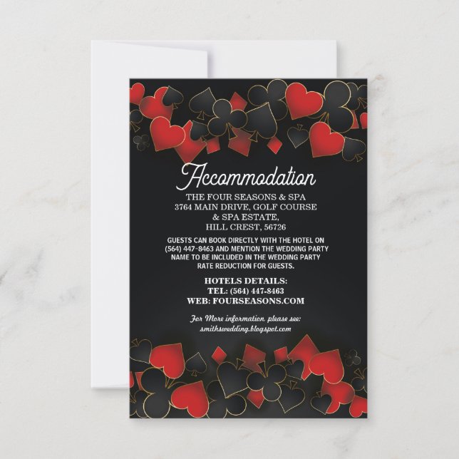 Las Vegas Party Accommodation Cards Casino Wedding (Front)