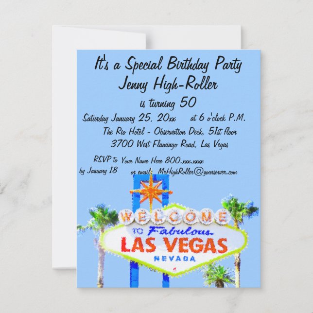 Las Vegas Party Invitation with Welcome Sign (Front)