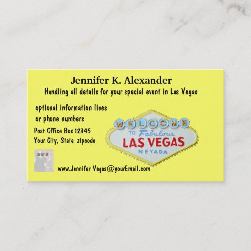 Customizable Las Vegas Party Planner Events Business Cards