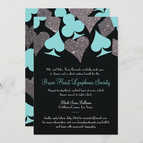 Las Vegas Party Silver Black and ANY ACCENT COLOR Invitation