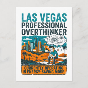 Las Vegas Person Sitting Tired Low Battery Postcard