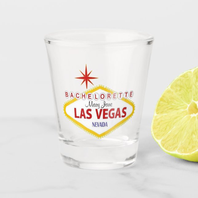 Las Vegas Personalized Bachelorette Shot glass (Front)