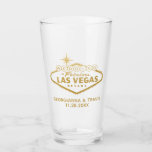 Las Vegas Personalized Wedding Bridal Party Favor  Glass<br><div class="desc">Personalized Beer Pint Glass for a Las Vegas Wedding Favor or Bridal Party Groomsmen gift with a custom "wedding in fabulous Las Vegas sign" in faux gold with and name and date personalization. They are affordable and fun keepsakes as well! The background color and fonts can be changed to match...</div>