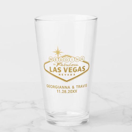 Las Vegas Personalized Wedding Bridal Party Favor  Glass