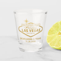 Las Vegas Personalized Wedding Bridal Party Favor Shot Glass
