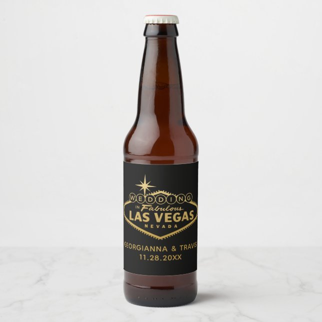 Las Vegas Personalized Wedding Favor Beer Bottle Label (Front)