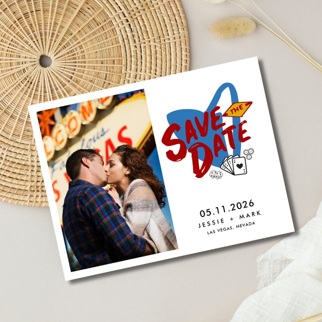 Las Vegas Photo Wedding Save the Date Announcement Postcard (Las Vegas Photo Wedding Save the Date Postcard)