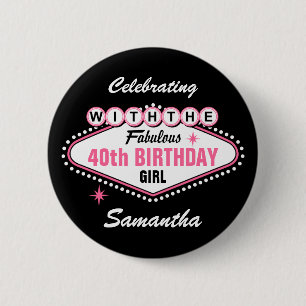 Las Vegas Pink Celebrating With Pinback Button