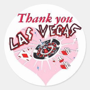 Las Vegas Pink Heart Classic Round Sticker