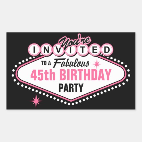 Las Vegas Pink Invitation Rectangular Sticker