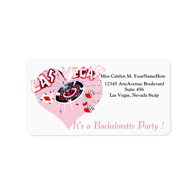 Las Vegas Pink Party Invitation Label (Front)