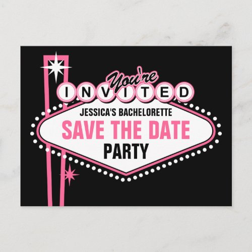 Las Vegas Pink Save The Date Announcement Postcard