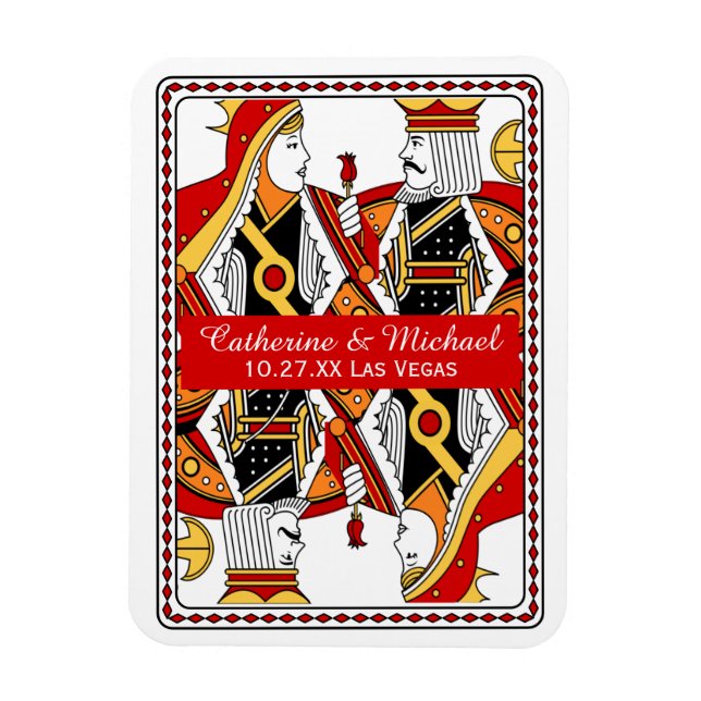 Las Vegas Playing Card King & Queen Save The Date Magnet (Vertical)