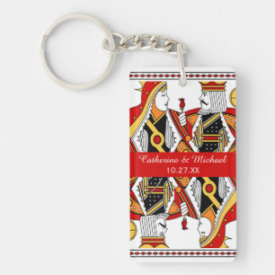Las Vegas Playing Card King & Queen Wedding Favor Keychain