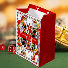 Las Vegas Playing Card King &amp; Queen Wedding Favor Medium Gift Bag
