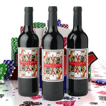Las Vegas Playing Card King & Queen Wedding Favor Wine Label<br><div class="desc">Introducing our Queen and King playing card design, the perfect choice for your Las Vegas wedding! It has been designed to capture the essence of Sin City, with their unique design and stylish flair. The design features a regal King and Queen of Hearts. The intricate details of the design are...</div>