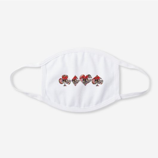 Las Vegas Playing Card Shapes White Cotton Face Mask (Front)