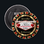 Las Vegas Poker Chip - Bachelorette Party Bottle Opener<br><div class="desc">Bottle Opener ready for you to personalize. Makes a great party gift for your bridesmaid, maid of honor, etc... Ready to have the time of your life, celebrate with this unique Las Vegas party theme design. Make memories at your Bachelorette Party that will last forever... .just customize with the name...</div>